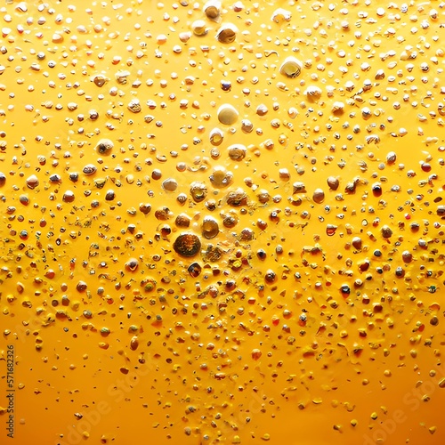 Beer textures background. Close up of beer bubbles background. Generative AI