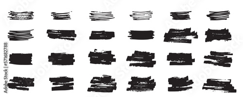 Brush stroke hand drown elements set. Vector stock illustration isolated on white backgrounds for design template poster, flyer, banner, package product, decoration photo book, album. 