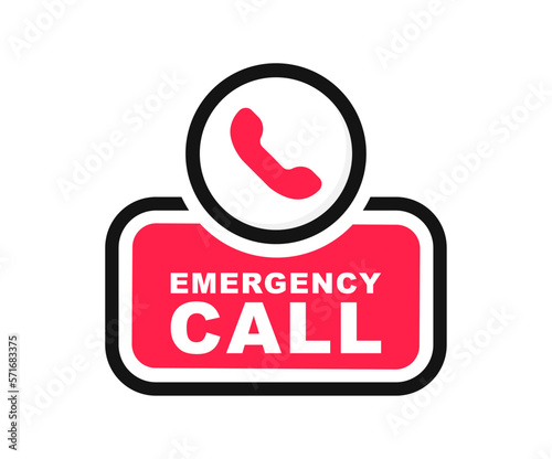 Emergency call icon. SOS emergency call. Emergency message. SOS icon. Emergency hotline. 911 calling. Hotline concept. First aid. Vector illustration. photo