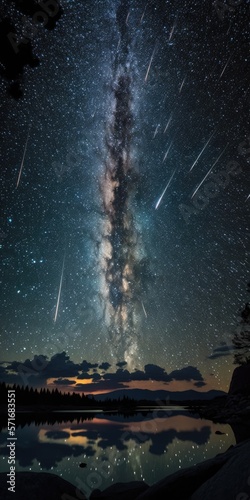 Geminids meteor shower milky way. Generative AI