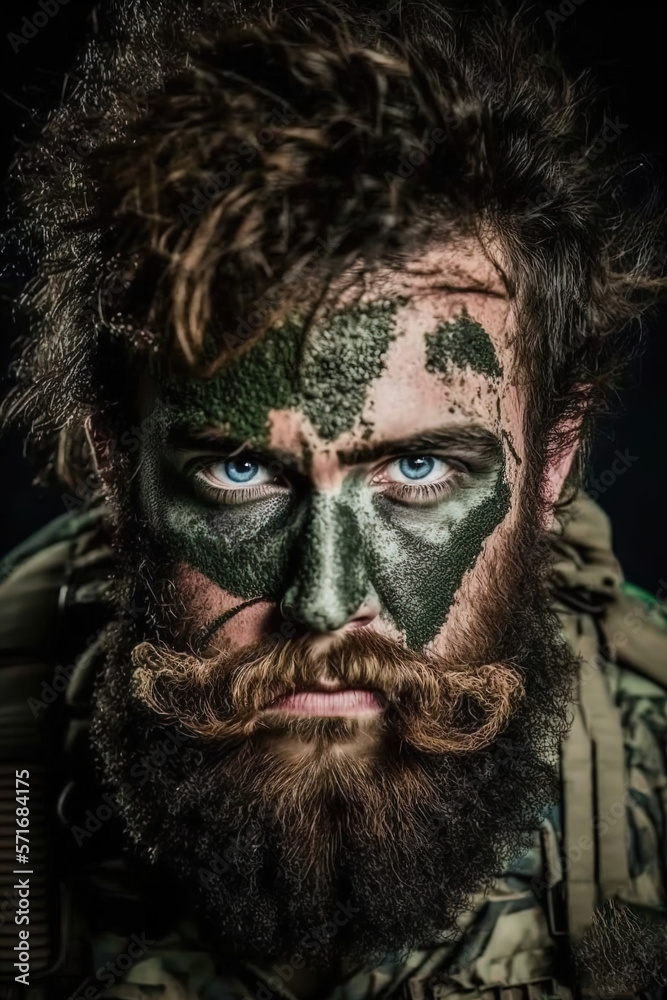 Fierce warrior with warpaint. Fierce warrior with warpaint.