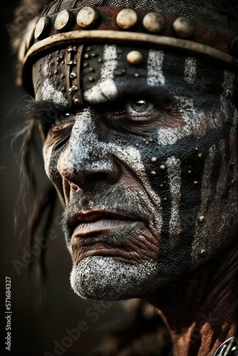 Fierce warrior with warpaint.