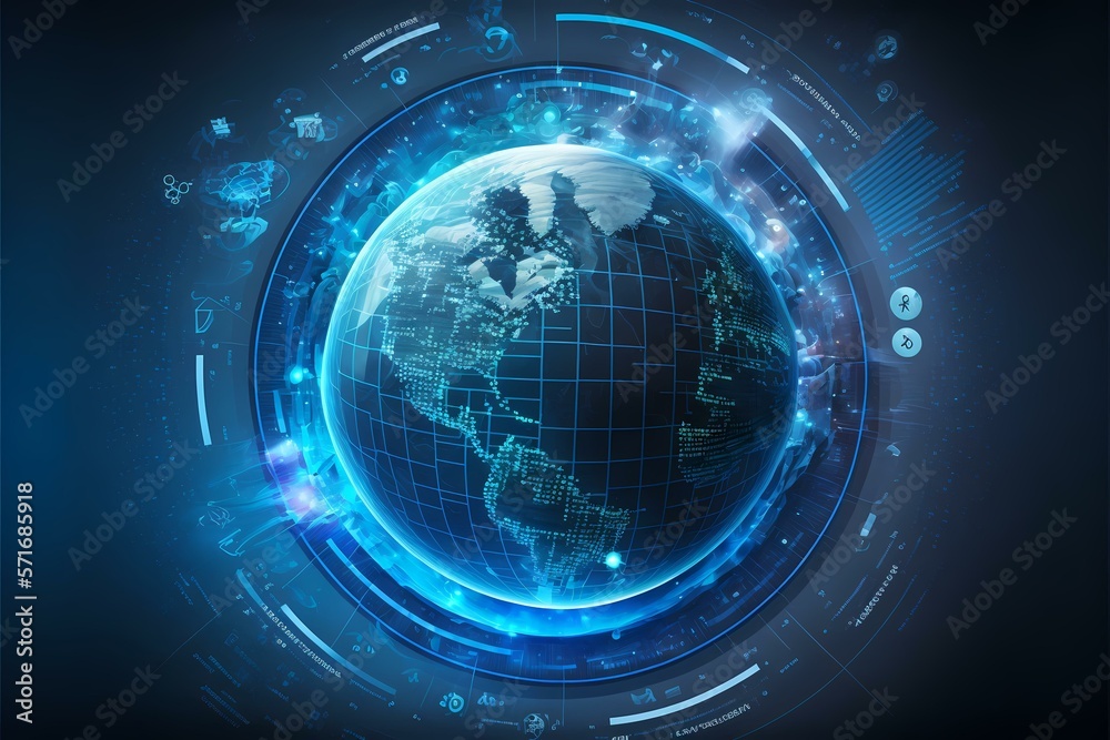 A blue circle with a light in it - Generative AI