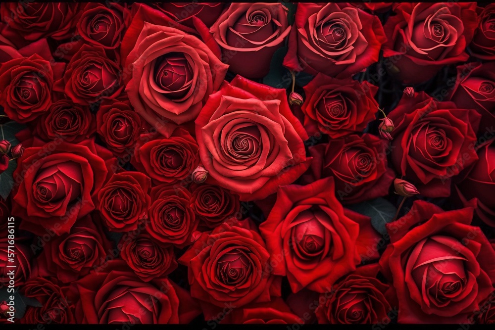 Red Rose Blossom Background Texture, Symbol of Love and Romance Red Rose Blossom Background Texture, Symbol of Love and Romance