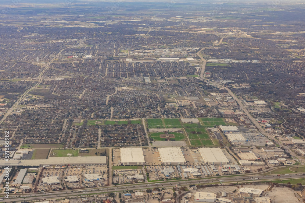 Obraz premium Aerial view of the Dallas city downtown cityscape