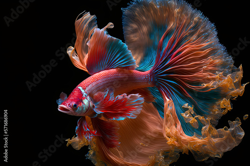 Generative AI illustration of wonderful and colorful betta fish