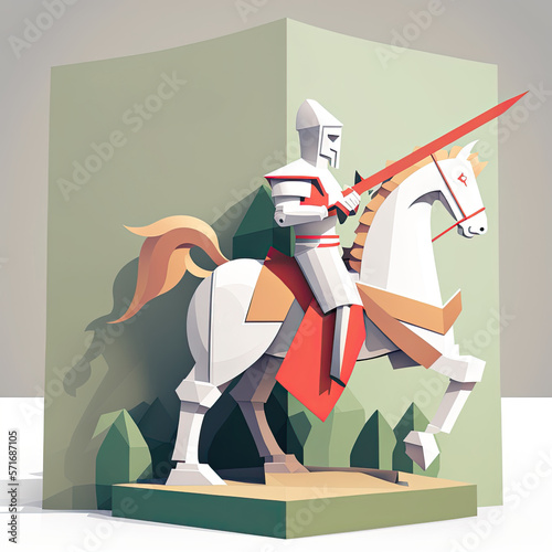 sant jordi, medieval knight with book and rose, generative AI photo