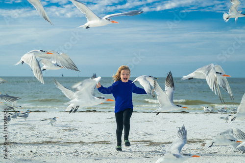 Photography Kid playing in summer beach