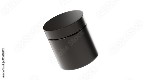 Isolated black plastic cosmetic container