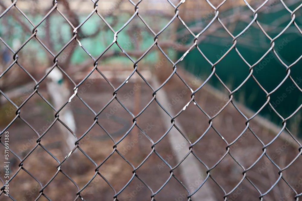 Metal corrugated sheets and metal mesh used for fences. Elements of doors and locks. Background. Metal corrugated sheets and metal mesh used for fences. Elements of doors and locks. Background.