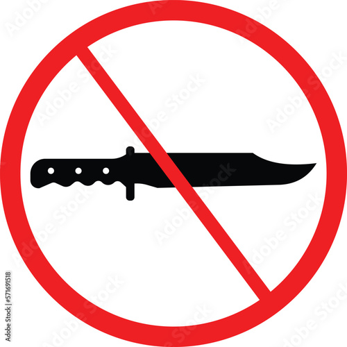 No Knife or Sharp Objects Allowed Sign. Restriction Icon