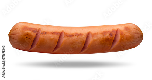 Fried grilled sausage on a transparent background. isolated object. Element for design