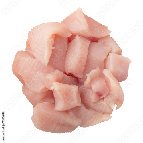 Raw chicken fillet pieces on transparent background. isolated object. Element for design