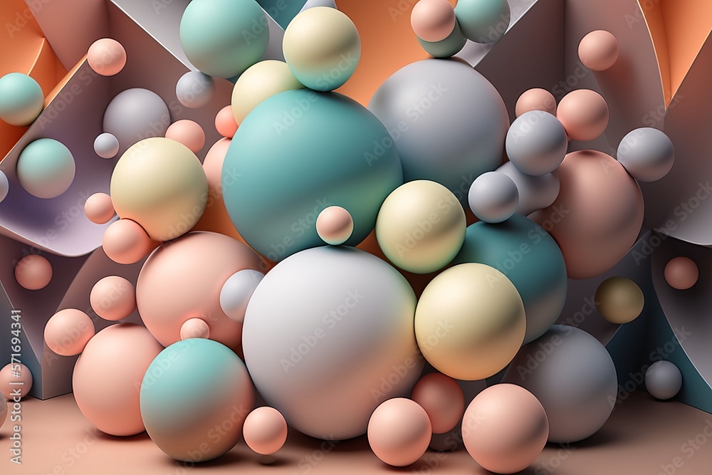Abstract 3d background design with pastel colored spheres Generative AI Abstract 3d background design with pastel colored spheres Generative AI
