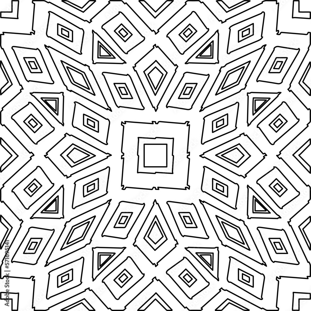  Seamless pattern with  abstract shapes,Black and white color. Repeating pattern for decor, textile and fabric.
