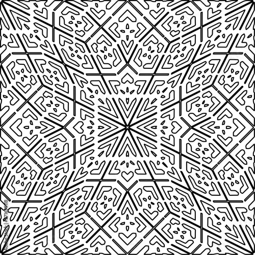  Seamless pattern with  abstract shapes Black and white color. Repeating pattern for decor  textile and fabric.