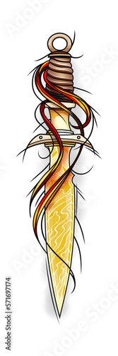 Dagger on Fire , Stylish ASC AC Dagger On Fire Vector Illustration