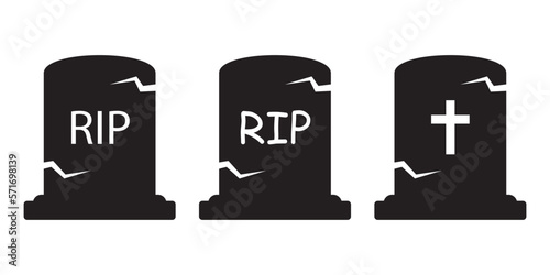 Funeral gravestone icon. Tombstone icon. Rip grave icon vector. Halloween vector illustration.