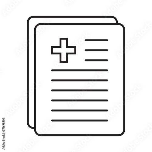 Medical record icon, medical report icon, medical history thin line icon, vector isolated.