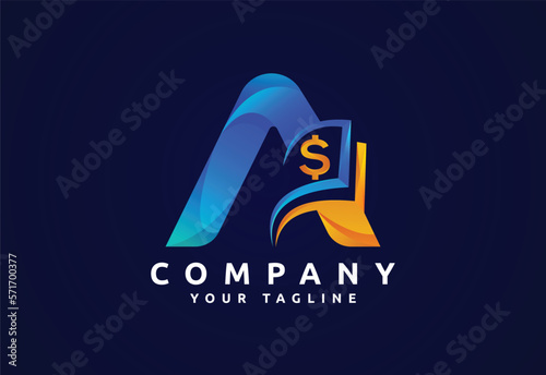 Accounting financial gradient logo, Financial Advisors logo design vector