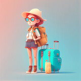 Tourist cartoon characters in colors. travel concept. generative AI