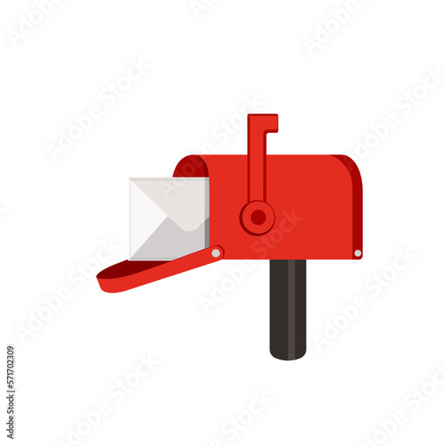Mail box with a mail half open colored vector illustration