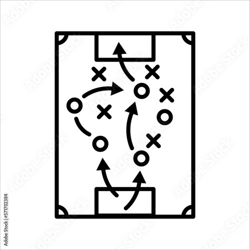 soccer tactics icon, game success strategy in football, scheme play, vector illustration on white background.