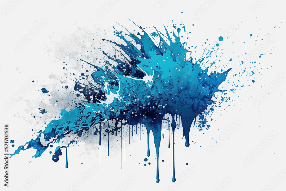 Naklejka premium Artistic blue watercolor splash effect template - Generative AI