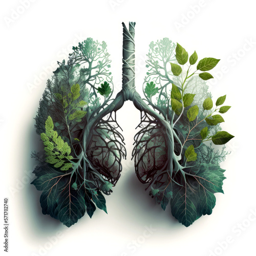 Eine grüne Lunge für reine und saubere Luft. Gesund durch Klimaschutz und Naturschutz. Generative KI.