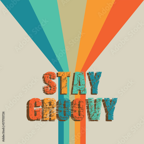 Keep calm in 70s vintage lettering style. Template for design, lettering, banner, layout. Vector illustration