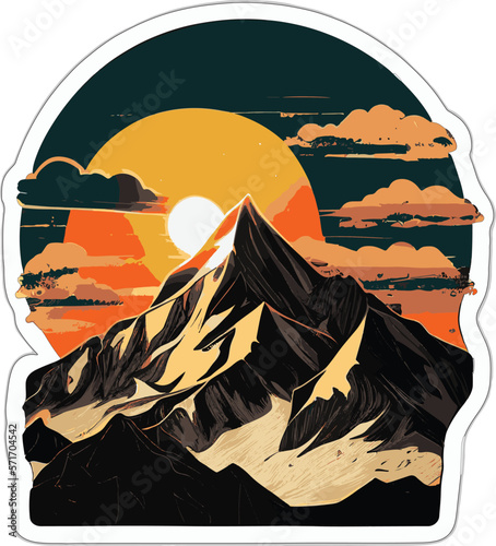 Mount Everest at sunset. Multicolor vector image..