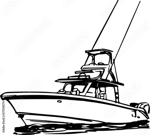 vector illustration of the ocean fishing boat