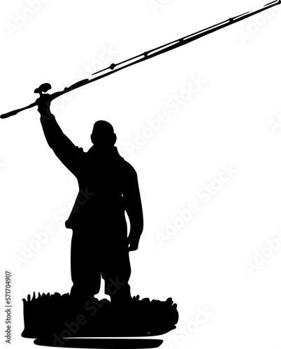 vector illustration of the fisherman with the fishing rod
