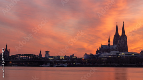 Cologne Skyline Sunset burning sky 