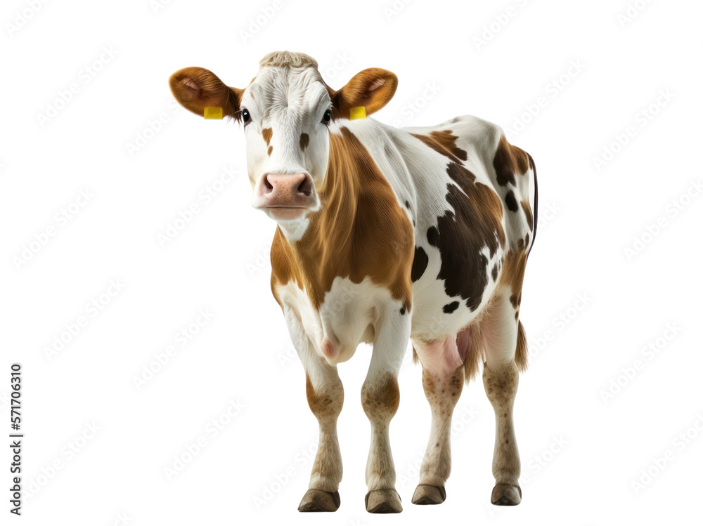 Cow isolated on white, transparent background, PNG, generative ai