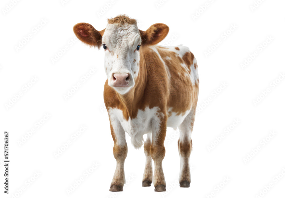 Cow isolated on white, transparent background, PNG, generative ai