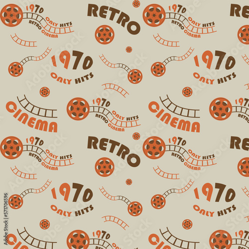  Pattern in retro film strip style. Style 70s,60s, retro background. Vector