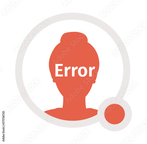 Faceless female vector empty state avatar icon. Young woman with bun. Editable 404 not found persona for UX, UI design. Cartoon profile picture with red dot. Colorful website, mobile error user badge