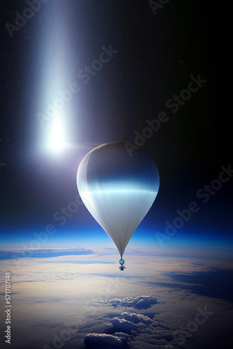 AI illustration of a high altitude spy balloon flying photo