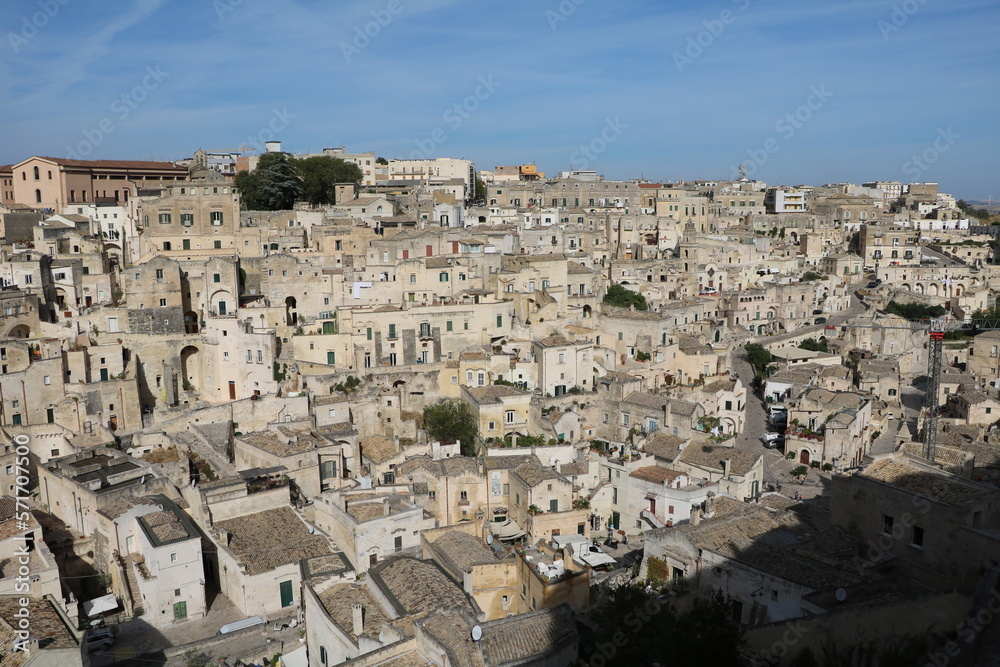Rock town of Matera in summer, Italy