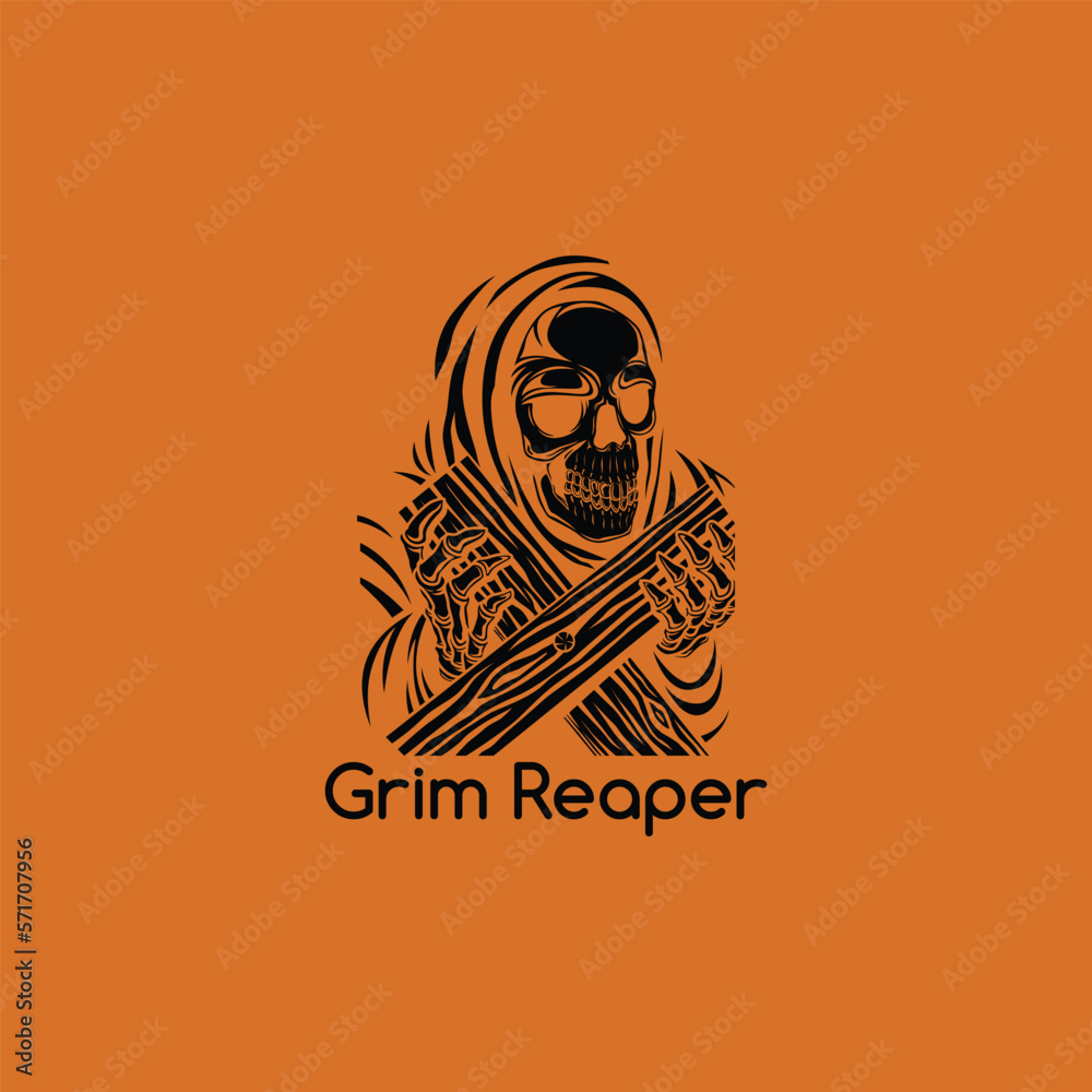 grim reaper logo design vector Stock Vector Adobe Stock