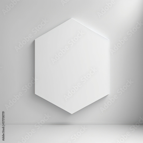 Wall poster mockup heptagon with seven corners. AI generation. photo