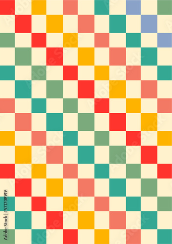 Retro Groovy Chess Rainbow Background 90s wavy background. Groovy Hippie Chess Board Trippy Texture. 