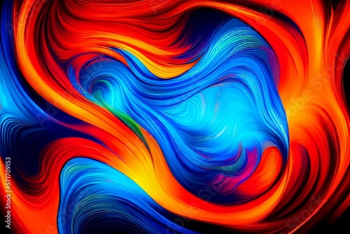 Wavy Fire and Ice background 3D - AI generated