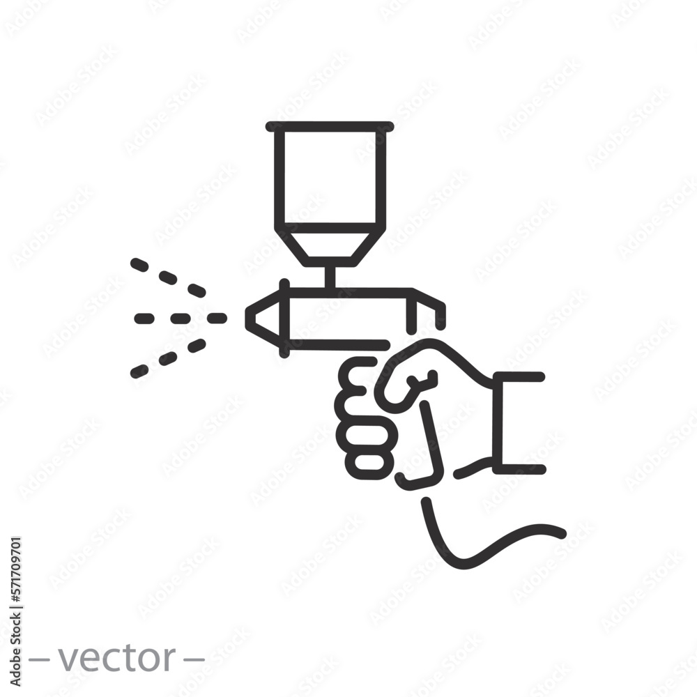 airbrush icon, spray gun for painting, car painting work, line symbol vector illustration airbrush icon, spray gun for painting, car painting work, line symbol vector illustration