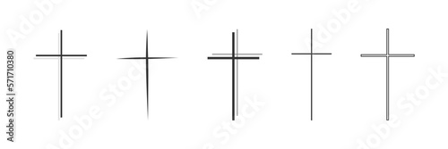 Billede på lærred Cross symbol. Christian cross icon collection. Vector