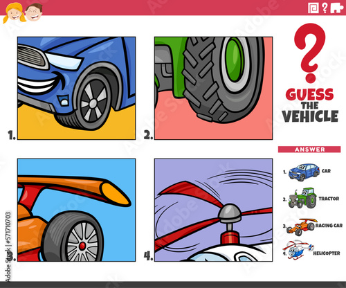 guess the vehicle cartoon educational game for children