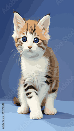 Cute kittens, fluffy pets in different poses.