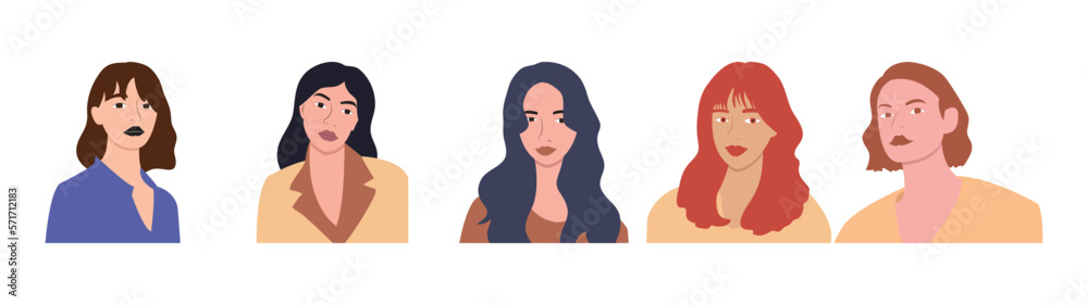 Set of avatars of women with different hairstyles. Vector illustration Set of avatars of women with different hairstyles. Vector illustration