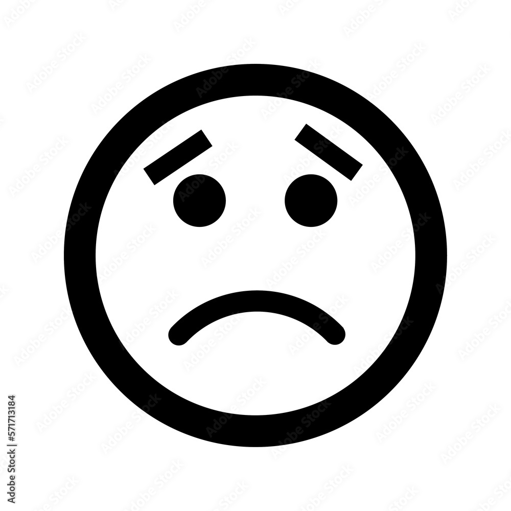 Cartoon sad smile face emoticon icon in flat style Cartoon sad smile face emoticon icon in flat style